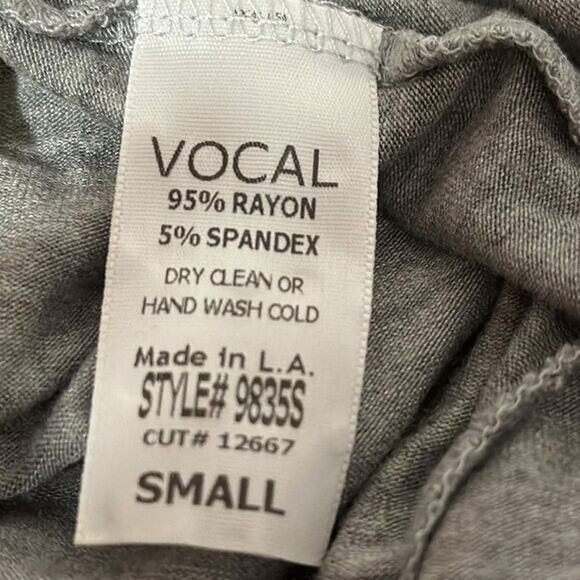 Vocal Tee Shirt Top Womens Small Gray Embellished Studded Stretch Western Grunge - Picture 10 of 11